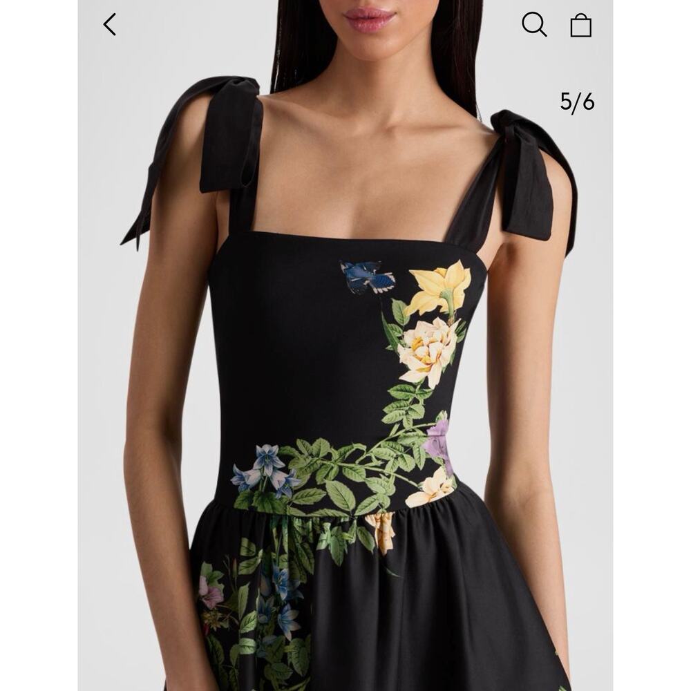 Alice + Olivia Oriana Tie Strap Drop-Waist Midi Dress Size 6 NWT - Picture 6 of 15